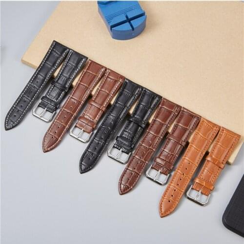 Business Embossed Genuine Leather Watchbands 16mm 18mm 20mm 22mm 24mm Replace Watch Accessories Calfskin Wrist Straps