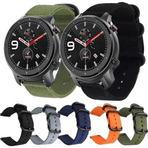 Nylon Canvas Breathable Strap For Xiaomi Amazfit Stratos 2/Pace/GTR 47MM watchBand For Huawei Watch GT2 GT 2 Bands For Galaxy 46