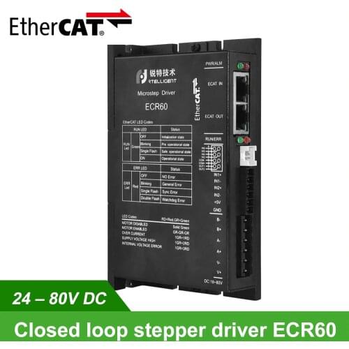 Rtelligent Nema 23 24-80V DC EtherCAT Fieldbus type Closed loop Stepper Motor Driver CiA402 standard