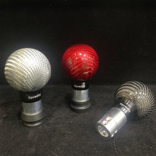 Car Gear Shift Knob Real Carbon Fiber Red Silver Black Press Down To Unlock Shifter Knob Fit For Honda Civic/Accord 10th Jade