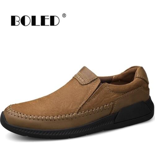 Genuine Leather Shoes Men Spring Autumn Casual Shoes Handmade Soft Walking Flats Shoes Zapatos Hombres
