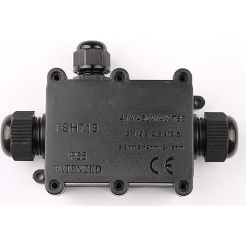 Waterproof junction box junction box IP68 underwater wiring black one into two out outdoor with terminal