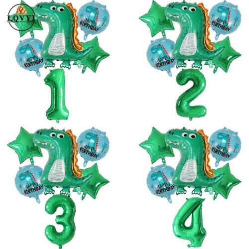 6pcs green Dinosaur Party Balloon Dinosaur Birthday Kids Party Decoration Baby Shower Globos Cumpleanos anniversaire dinosa