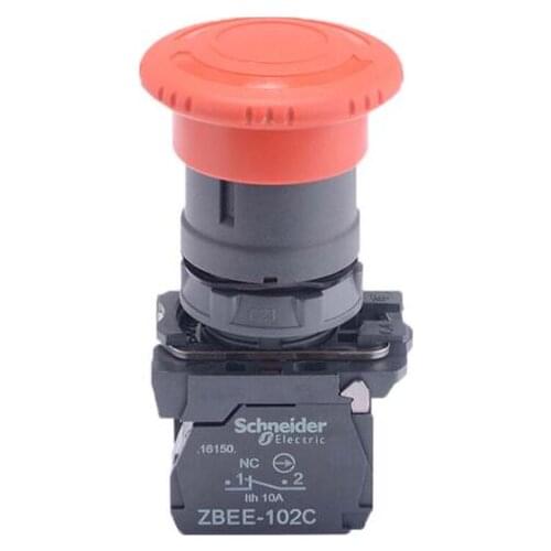 XB5AS542 XB5AS542C = ZB5AZ102C + ZB5AS54C Ø40 mushroom head pushbutton - Ø22 mm - latching - turn to release - 1NC