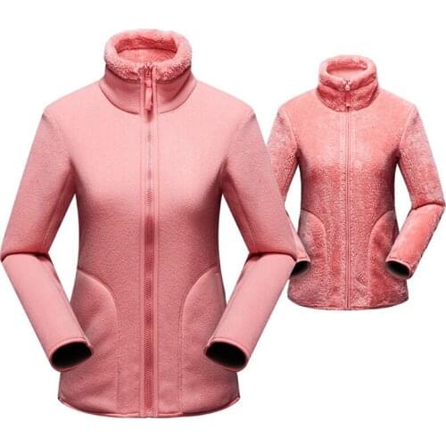 Women Reversible Hoodies Female Pullovers Zip-up Sweatshirts Winter Warm Polar/Coral Fleece Coat Ladies Flannel Jacket Hoody