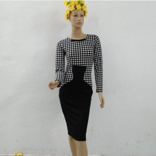 100% real photo women Autumn Business Solid Dress Long sleeve Work office Tunic sheath Bodycon Fitted Pencil Dress