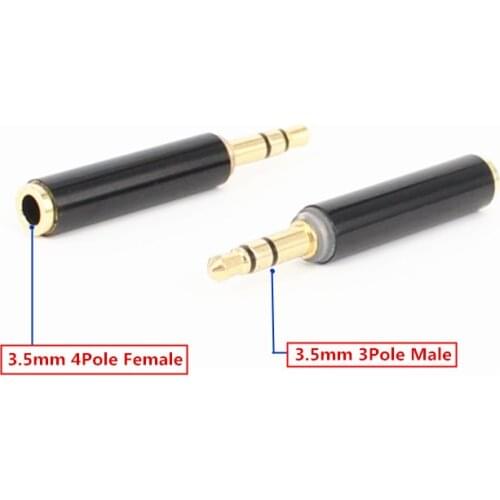 1Pcs Gold 3.5mm 3Pole Stereo Male to 3.5mm 4Pole Female Audio Plug Jack Adapter Connector