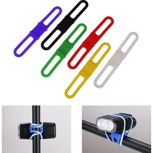 2 Pieces Bike Light Elastic Silicone Bicycle Strap Handset Water Bottle Strap Bandage Flashlight Mount Holder For Hiking Camping