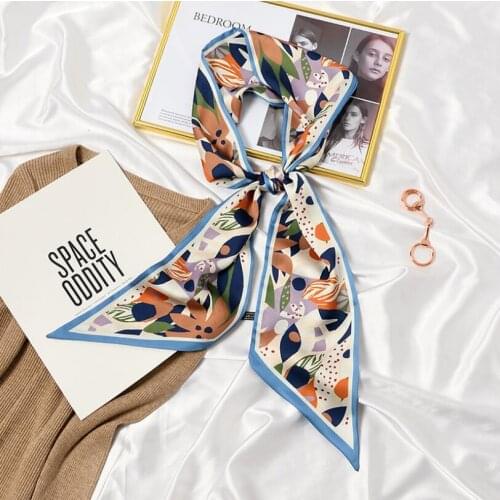 2021 New Multifunction Head Wrap Scarf Shawl Women Leaves Prints Silk Hair Bandana Party Skinny Scarves for Ladies Neckerchiefs