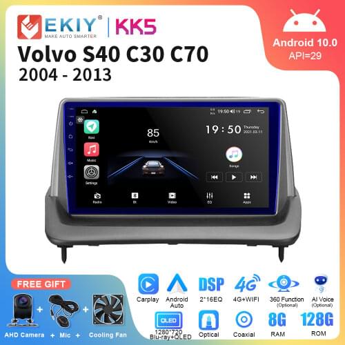 EKIY Car Radio For Volvo S40 II 2 MS 2000-2012 C30 I 1 2006-2013 C70 II 2 2005- 2013 All-in-One Android 10.0 GPS Navi Head Unit