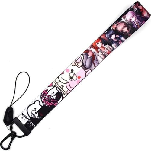 Cute Danganronpa Hand Rope Lariat Keychain Lanyards for Keys USB Name Card Badge Holder Mobile Phone Straps Keycord Decorations