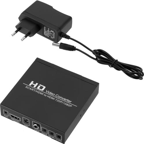 Full HD 1080P Digital SCART HDMI to HDMI Converter High Definition Video Converter EU/US Power Plug Adapter