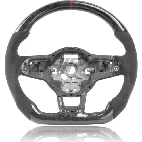 For VW Golf Forged Carbon Fiber Steering Wheel For MK7/MK7.5 GTI/R With Alcanrata with/without Airbag