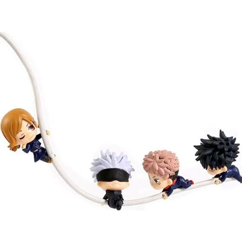 Jujutsu Kaisen Hugcot Figures USB Cable Bites Itadori Yuji Data Cable Protective Action Figurine Cartoon Kawaii Kids Toys Gifts