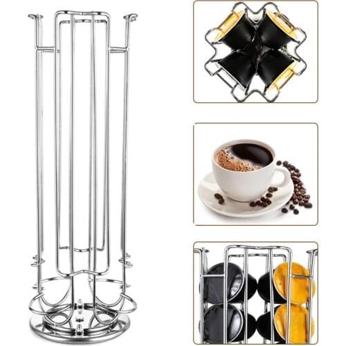 Coffee Capsule Storage Iron Stand 24Cups Coffee Pods Shelf 5.4cm Diameter Coffee Capsule Rack Kitchen Office Management Tool