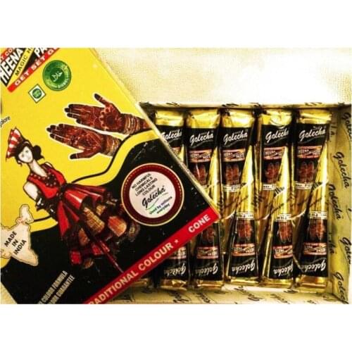 12PC Indian Tattoo Paste Body Paint Black Brown Red Cones for Temporary Art Body Paint DIY Waterproof for Men Women