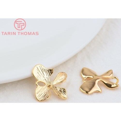 10PCS 15x15MM 24K Gold Color Plated Brass Flower Charms Pendants High Quality Diy Jewelry Findings Earrings Accessories