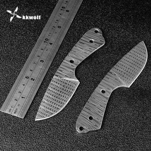 DIY Damascus pattern knife blade Sharp Fixed blade Hunting Knife Blanks 440c steel diy manual survival camping knife blade