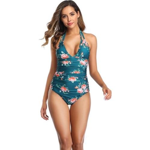 Womens one-piece swimsuit Women Summer Backless Floral Bandage One Piece Jumpsuit Beach Swimsuit Swimwear Sexy swimsuit 2021