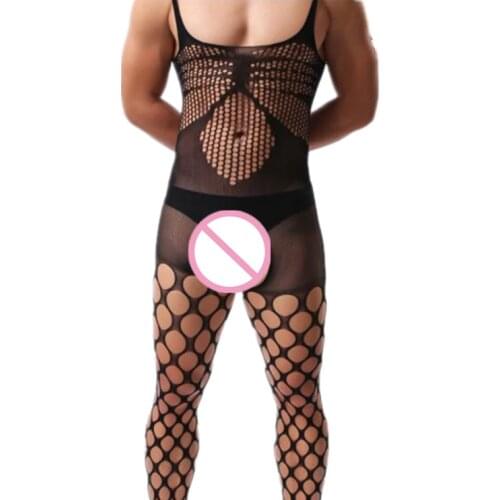 Male Bodysuit Plus Size Man Lingerie Gentleman Exotic Nightwear Special Sexy Underwear Mens Jumpsuit Man Sissy Fishnet Sleepwear