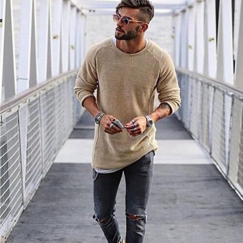 2018 New Autumn Casual Pullover Sweaters Men Simple Fashion Long Sleeve O Neck Sweater Jumper Thin Basic Solid Male Knitwear Top