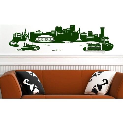 New Orleans Skyline Wall Decal The wonderful city of New Orleans Vinyl Removable Wall Stickers Living Room Sofa Background LA563
