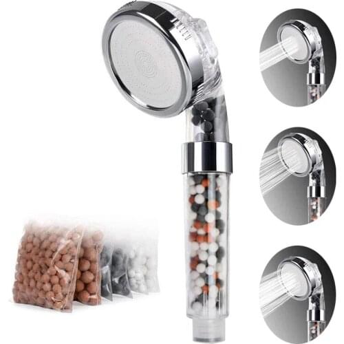 EHEH New Arrival 3 Modes SPA Shower Head High Pressure Saving Water Shower Nozzle Premium Bathroom Water Filter 4 Types