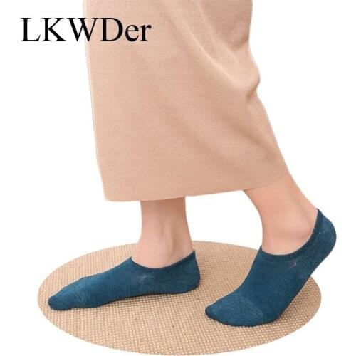 LKWDer 6 Pairs Womens Invisible Socks Bamboo Fiber Mesh Boat Socks Summer Solid Color Thin Low Cut Silicone Slipper socks Meias