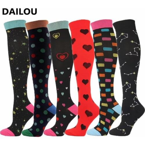 New Year Socks 2021 Kawaii Compression Socks Men Women Cartoon Cute Dot Love Happy Funny Pain Relief Nursing Compression Socks
