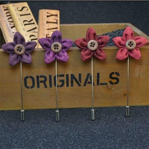 Wholesale Brooch 5Pcs/Lot Flower Brooches Wedding Fabric Brooch Men Brooches And Pins For Suits Corsage Flowers Lapel Pin