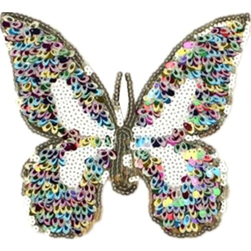 18CM Butterfly Patches For Clothing Sequins Biker Badge Embroidery Fabric Patch Sequined Women Clothes Stickers Strange things