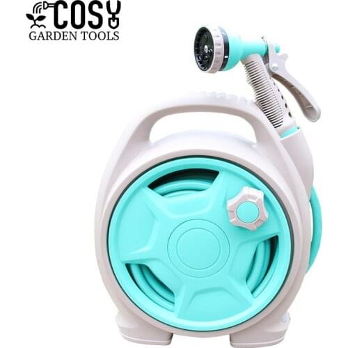 Portable Garden Watering Hose Reel Cart With Wash Pipe Spray Gun Assy Retractable Garden Irrigation Storage Suit Cart Car