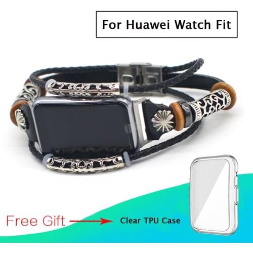 Leather Wrist Strap for Huawei Watch Fit Smart Watch Band Replacement Bracelet for Huawei Watch Fit Strap Wristband