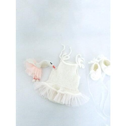 Hand Crochet Mohair Outfit Photography Prop Baby Girl Lace Dress Newborn Posing Animal Toy Overall Set Photo Prop