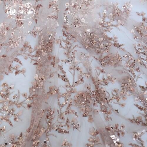 Champagne gold wine red Luxury beaded embroidery love applique 3D lace fabric wedding dress costume accessories RS3088