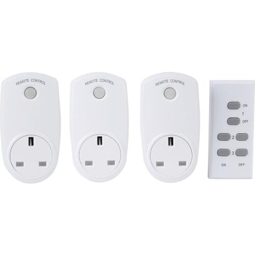 Smart Plug Remote Control Wireless Power Socket 433.92mhz UK Standard (3 Plug+1 Remote)