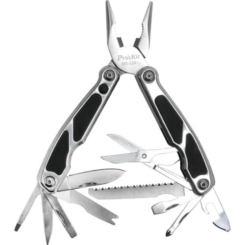 MS-526 12-in-1 stainless steel universal tool set pliers screwdriver scissors serrated knife LED light can opener
