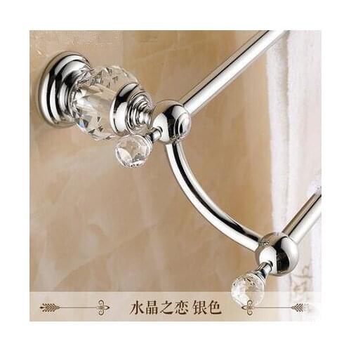 High quality 62 cm bathroom towel rail brass and crystal chrome double Towel bar,Towel holder,towel rack