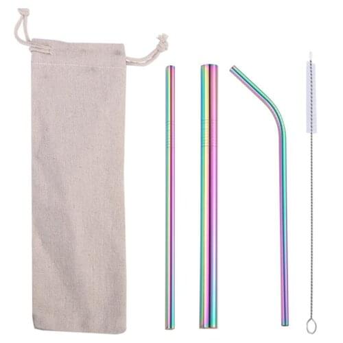 High Quality 304 Stainless Steel Metal Straw Bar Party Accessory Drinking Straw with Cleaner Brush For Mugs 20/30oz