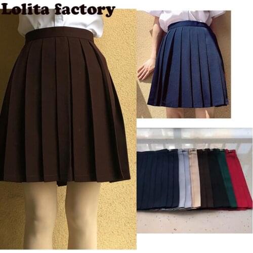 DIFFERENT COLOURS Pleated Skirt Women Kawaii Harajuku Japan Uniform High Waist School Girl Cute Skirts Chic Style JKc1030