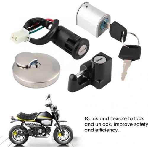 Ignition Lock Fuel Tank Cap Lock Helmet Lock Anti-theft Lock Kit Universal for Honda Monkey Ape Aluminum Alloy