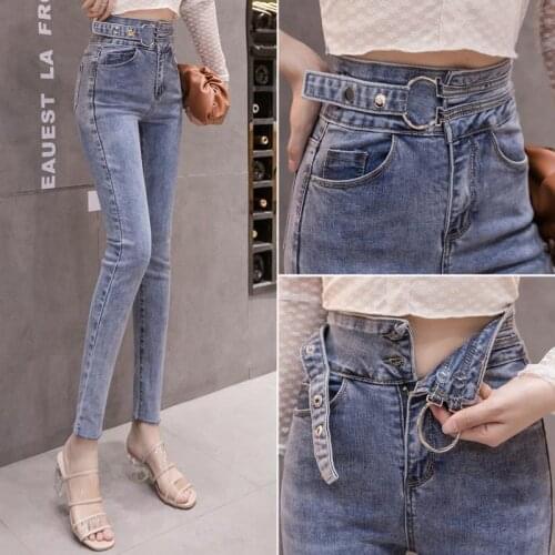 Womens pants autumn traf Pants Korean version of high-waisted arm slim-fit skinny jeans high-waist slim-fit slim Womens jeans