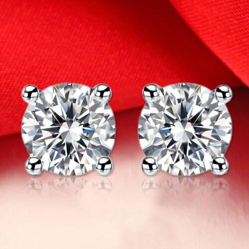 Sterling Silver Jewelry Super Flash Earrings 1CT Moissanite Passed the Diamond Test 100% S925 Silver Womens High End Jewelry