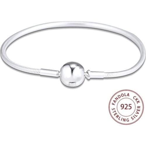 Fandola Me Snake Chain Bracelet Femme 925 Sterling Silver Bangles Bracelets for Women Fashion Jewelry for Me Series Charms Beads