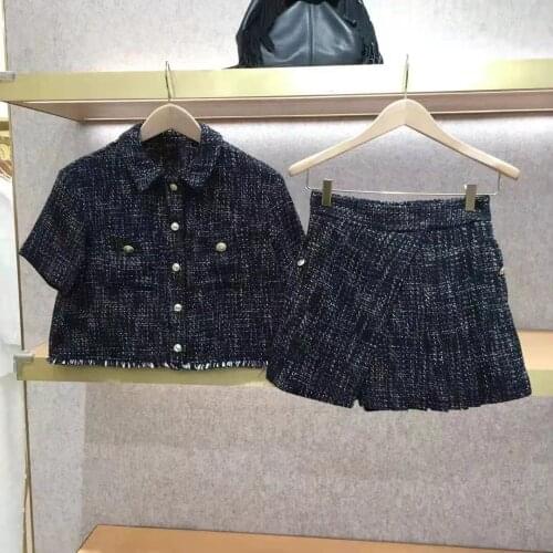 2021 Womens Tweed Fringe-Trimmed Short Coat Ladies Single Breasted Metal Buckle Fashion Jacket Outwwear Tops with Pockets