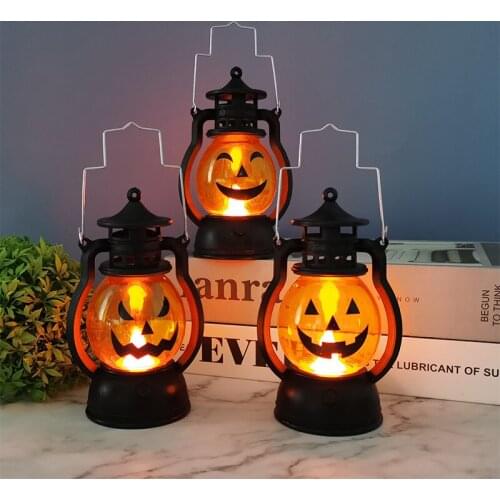 1Pcs Halloween Pumpkin LED Lights Smiley Pony Lantern For Halloween Home Outdoor Bar Hanging Decor Oil Lamp Horror Props Gifts