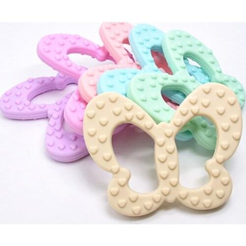1 PC BPA Free Safe Natual Silicone Butterfly Teether Chewable Pendant Nursing Baby Dummy Jewelry Toy Accessories