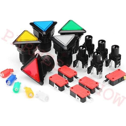 10PCS/Lot DC12V 39*39*39mm Indicator Arcade game 5 color choose Triangle LED Button Momentary Push Button with Micro-Switch