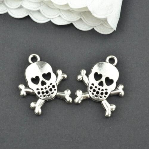 15Pcs Antique Silver color Zinc Alloy Skeleton Charms Pendants Diy Jewelry Findings Accessories Wholesale 25*20mm 2291