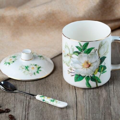 203F Ceramic Handle Spoon Stainless Steel Dessert Coffee Spoons Ice Cream Teaspoon